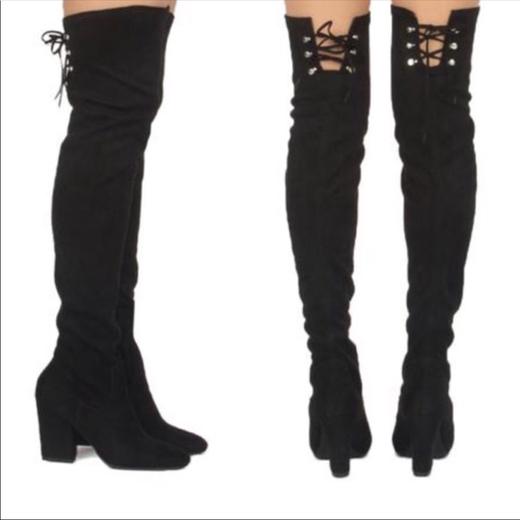 LAST!Over the Knee Vegan Suede Boots - Picture 5 of 6